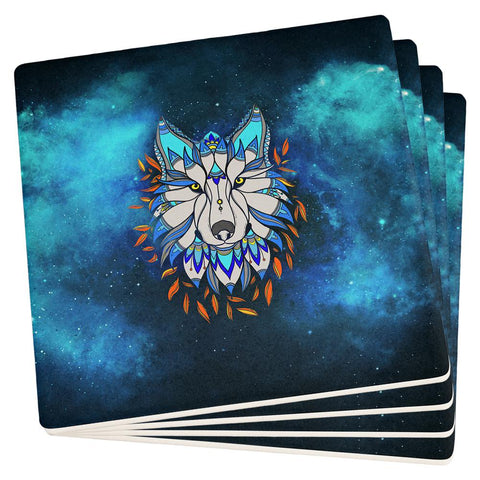 Totem Wolf is my Spirit Animal Set of 4 Square Sandstone Coasters