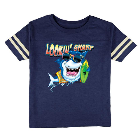 Shark Lookin' Sharp Toddler Football T Shirt