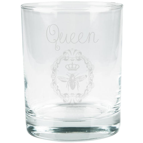 Queen Bee Etched Glass Tumbler