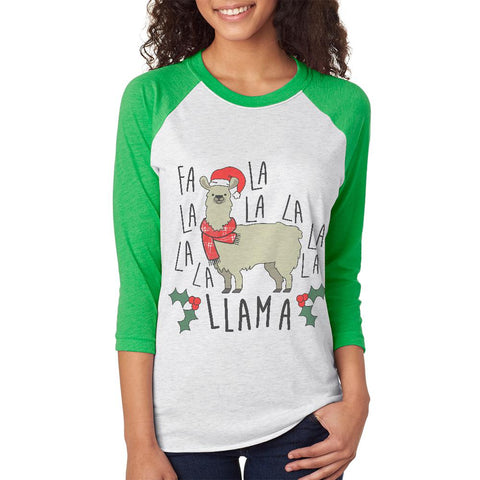 Christmas Fa La Llama Unisex Raglan T Shirt