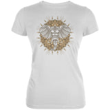 Henna Mandala Elephant Juniors Soft T Shirt front view