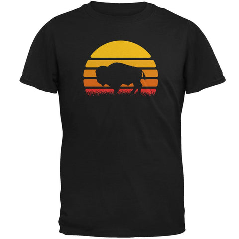 Retro 70s Sunset Buffalo Bison Mens T Shirt