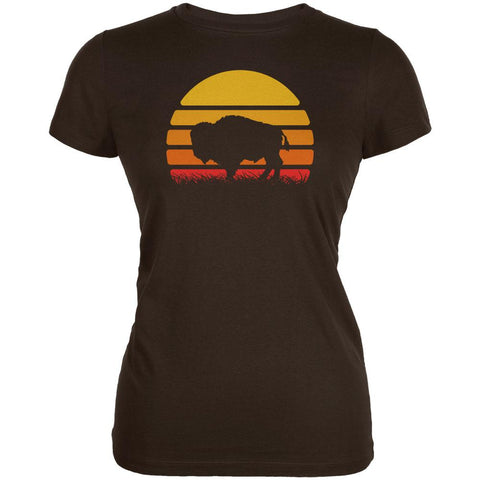 Retro 70s Sunset Buffalo Bison Juniors Soft T Shirt