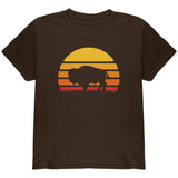 Retro 70s Sunset Buffalo Bison Youth T Shirt