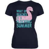 Flamingo What Up Beaches It's Flocking Summer Funny Pun Juniors Soft T Shirt