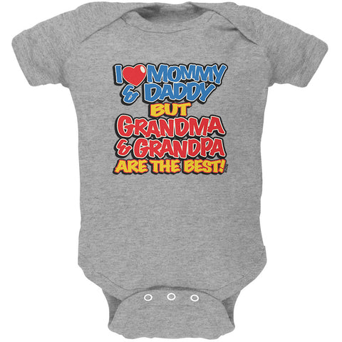 I Love Mommy & Daddy Grandma & Grandpa The Best Soft Baby One Piece front view