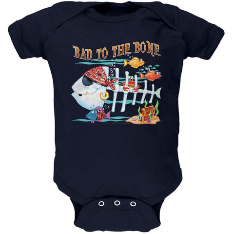 Bad to the Bone Pirate Fish Soft Baby One Piece