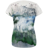 Watercolor Deer in the Mist All Over Womens T Shirt