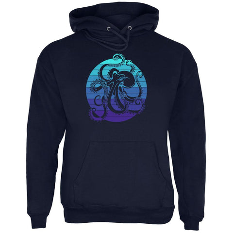 Kraken Octopus Ocean Retro Sunset Circle Mens Hoodie