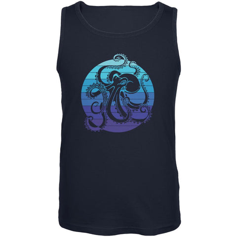 Kraken Octopus Ocean Retro Sunset Circle Mens Tank Top
