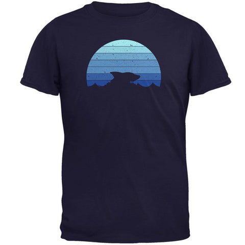 Ocean Shark Retro Sunset Blue Mens T Shirt