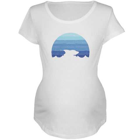 Ocean Shark Retro Sunset Blue Maternity Soft T Shirt
