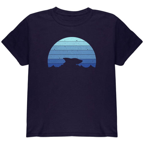 Ocean Shark Retro Sunset Blue Youth T Shirt