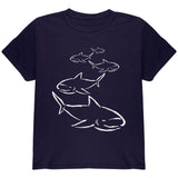 Shark Hunting Line Handdrawn Youth T Shirt