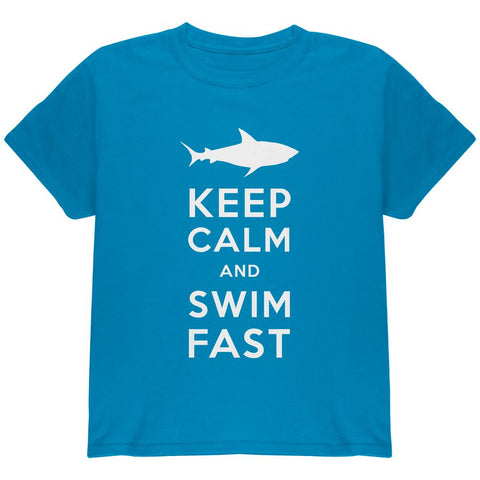 Shark Keep Calm and Swim Fast Youth T Shirt