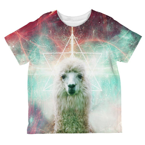 Galaxy Llama of Namaste Tetrahedron All Over Toddler T Shirt