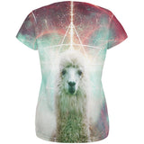 Galaxy Llama of Namaste Tetrahedron All Over Womens T Shirt