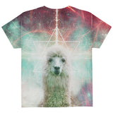 Galaxy Llama of Namaste Tetrahedron All Over Youth T Shirt
