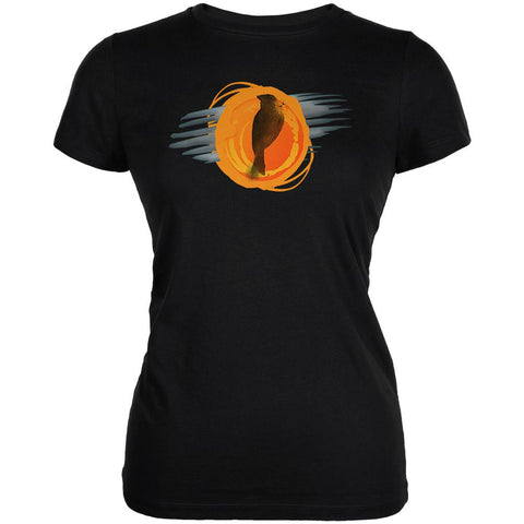 Halloween Raven in a Harvest Moon Abstract Juniors Soft T Shirt
