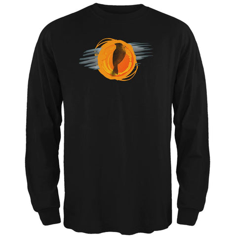 Halloween Raven in a Harvest Moon Abstract Mens Long Sleeve T Shirt