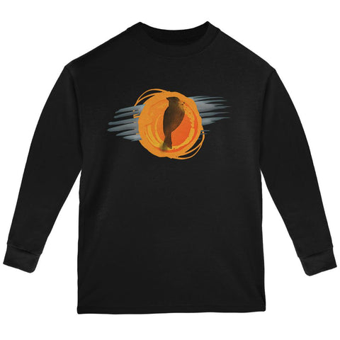 Halloween Raven in a Harvest Moon Abstract Youth Long Sleeve T Shirt