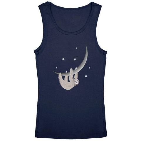 Sloth Hanging from the Moon Crescent Youth Girls Tank Top