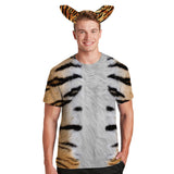 Halloween Costume Tiger All Over Mens Costume T Shirt with Tiger Ears Headband