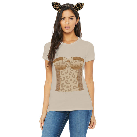 Halloween Costume Leopard Print Corset Juniors Costume T Shirt with Leopard Ears Headband