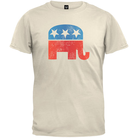 Distressed Republican Elephant Logo Cream Adult T-Shirt front view