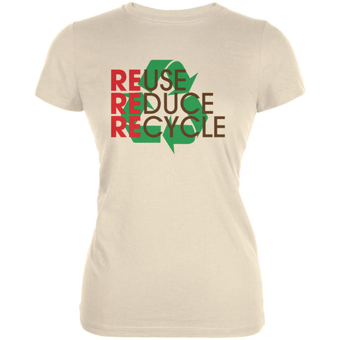 Earth Day - REduce REuse REcycle Cream Juniors Soft T-Shirt front view