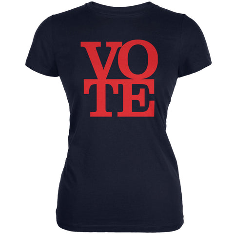 Election Vote Stacked Navy Juniors T-Shirt front view