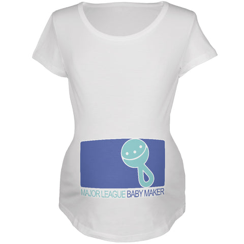 Major League Baby Maker Boy Funny White Maternity Soft T-Shirt front view