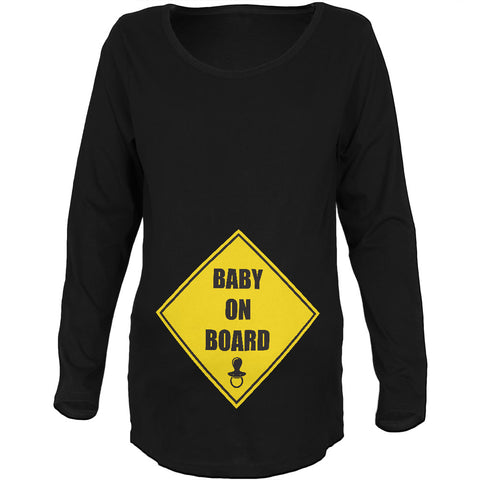 Baby On Board Black Maternity Soft Long Sleeve T-Shirt front view