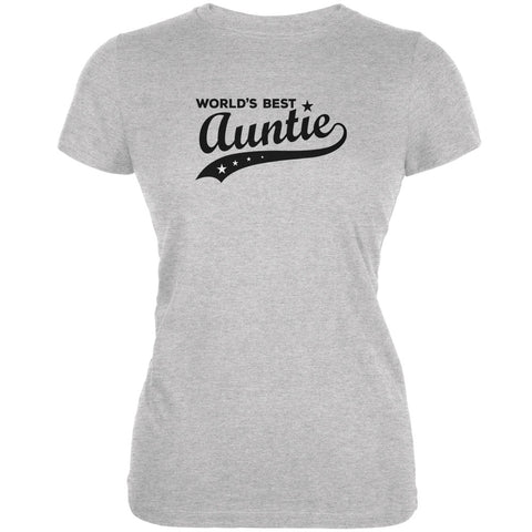 World's Best Auntie Heather Grey Juniors Soft T-Shirt front view