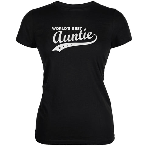 World's Best Auntie Black Juniors Soft T-Shirt front view