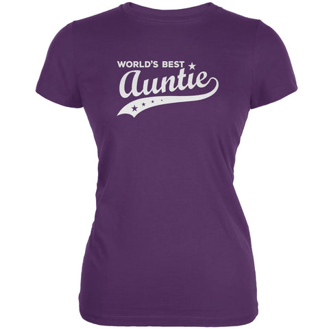World's Best Auntie Purple Juniors Soft T-Shirt front view