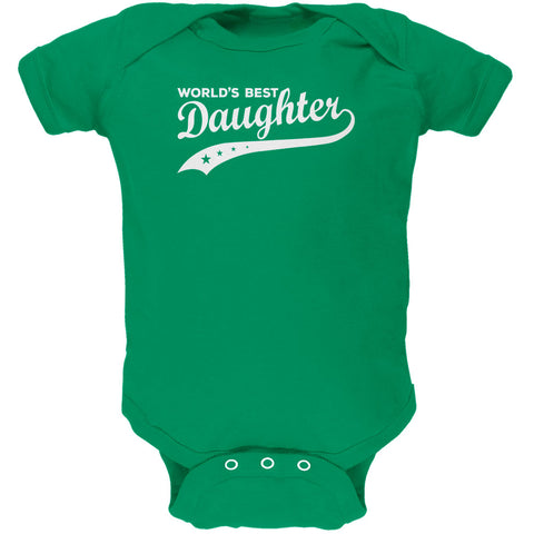 World's Best Daughter Kelly Green Soft Baby One Piece  front view