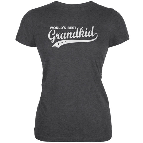 World's Best Grandkid Dark Heather Juniors Soft T-Shirt front view