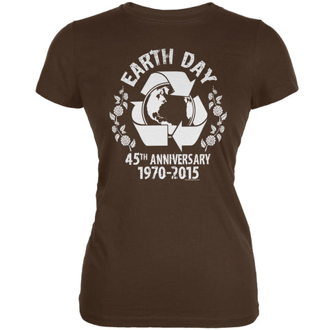 Earth Day - 45th Anniversary Brown Juniors Soft T-Shirt front view