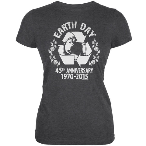 Earth Day - 45th Anniversary Dark Heather Juniors Soft T-Shirt front view