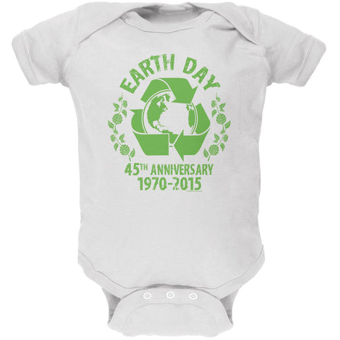 Earth Day - 45th Anniversary White Soft Baby One Piece  front view