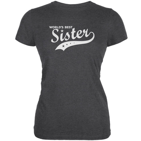 World's Best Sister Dark Heather Juniors Soft T-Shirt front view