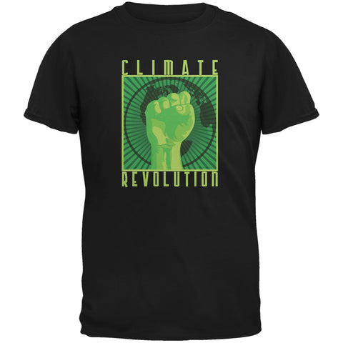 Earth Day Climate Change Revolution Black Adult T-Shirt front view