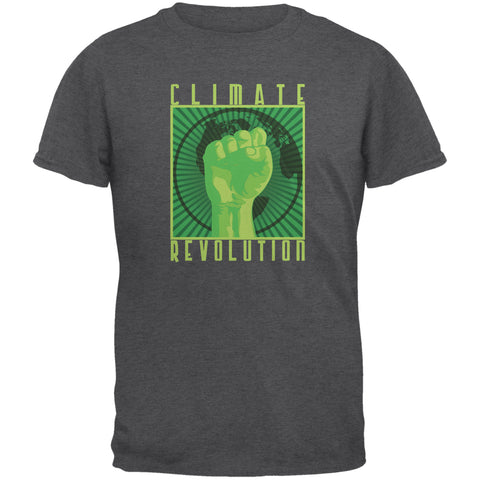Earth Day Climate Change Revolution Dark Heather Adult T-Shirt front view