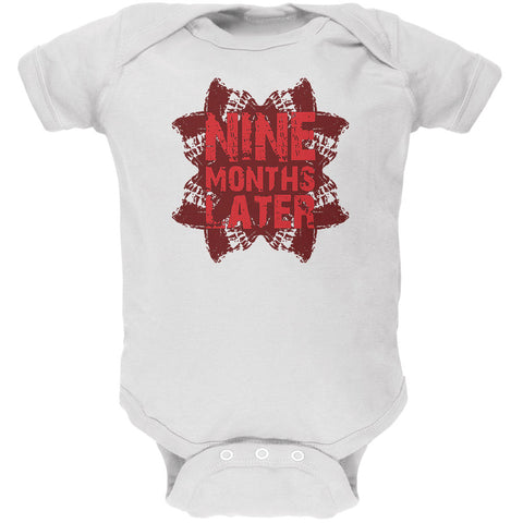Zombie Horror 9 Months Later White Soft Baby One Piece  front view