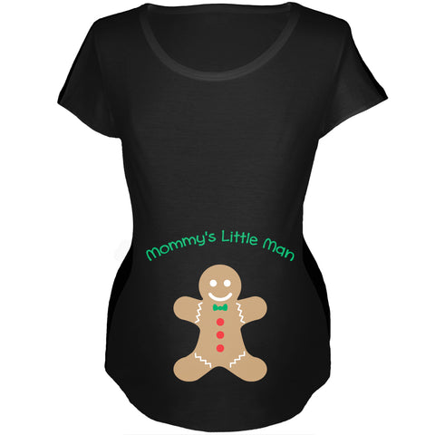 Mommy's Little Man Black Womens Soft Maternity T-Shirt front view
