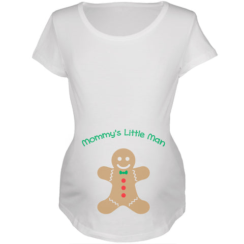 Mommy's Little Man White Womens Soft Maternity T-Shirt front view