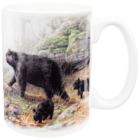 Bear and Cubs Walking the River Coffee Mug