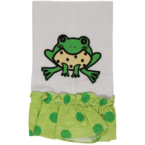 Frog Sitting Ruffled Guest Towel