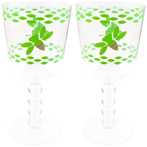 Bee Set Of Two Wine Glasses